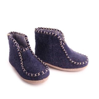 egos copenhagen Filz Hausschuh Kids Boot Classic aus Schafwolle Blue